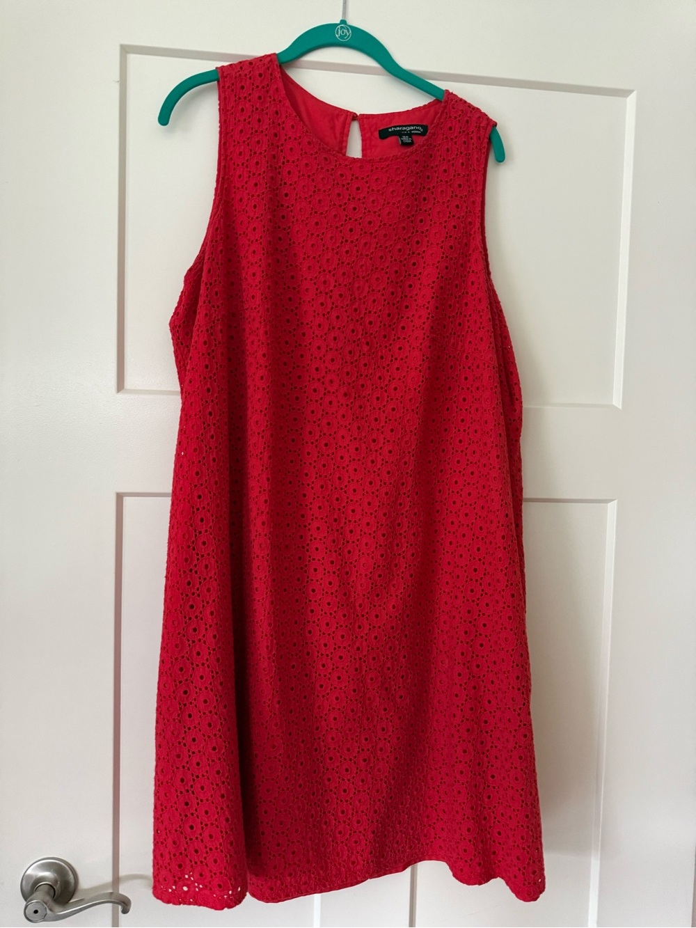 Sharagano Red Eyelet Sleeveless Mini Dress
